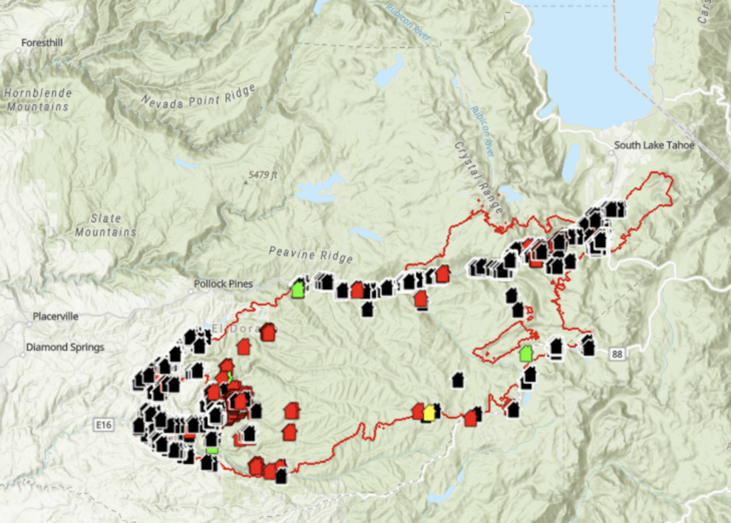 Calfire map of the Caldor Fire destruction from KCRA.com