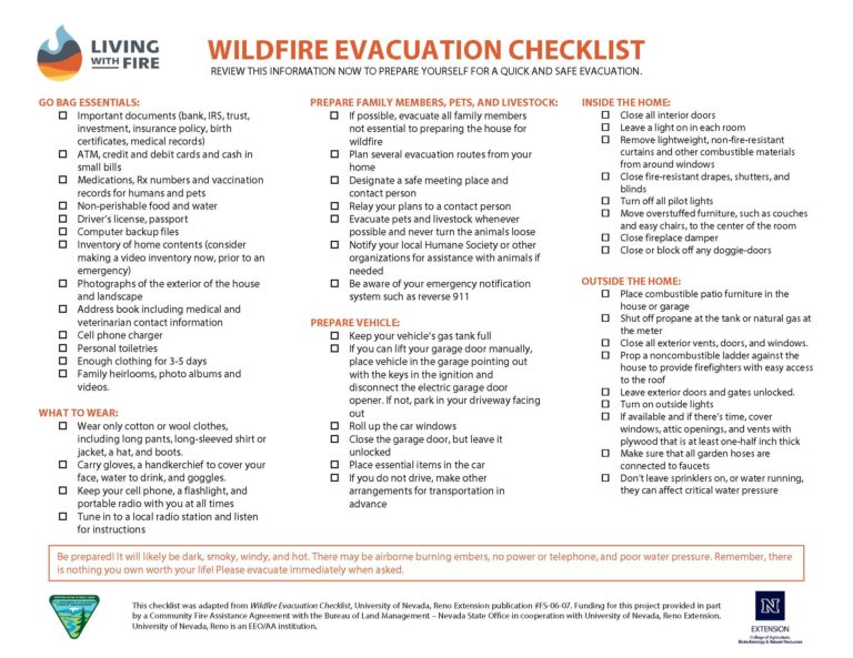 Photo of living with fires wildfire evacuation checklist
